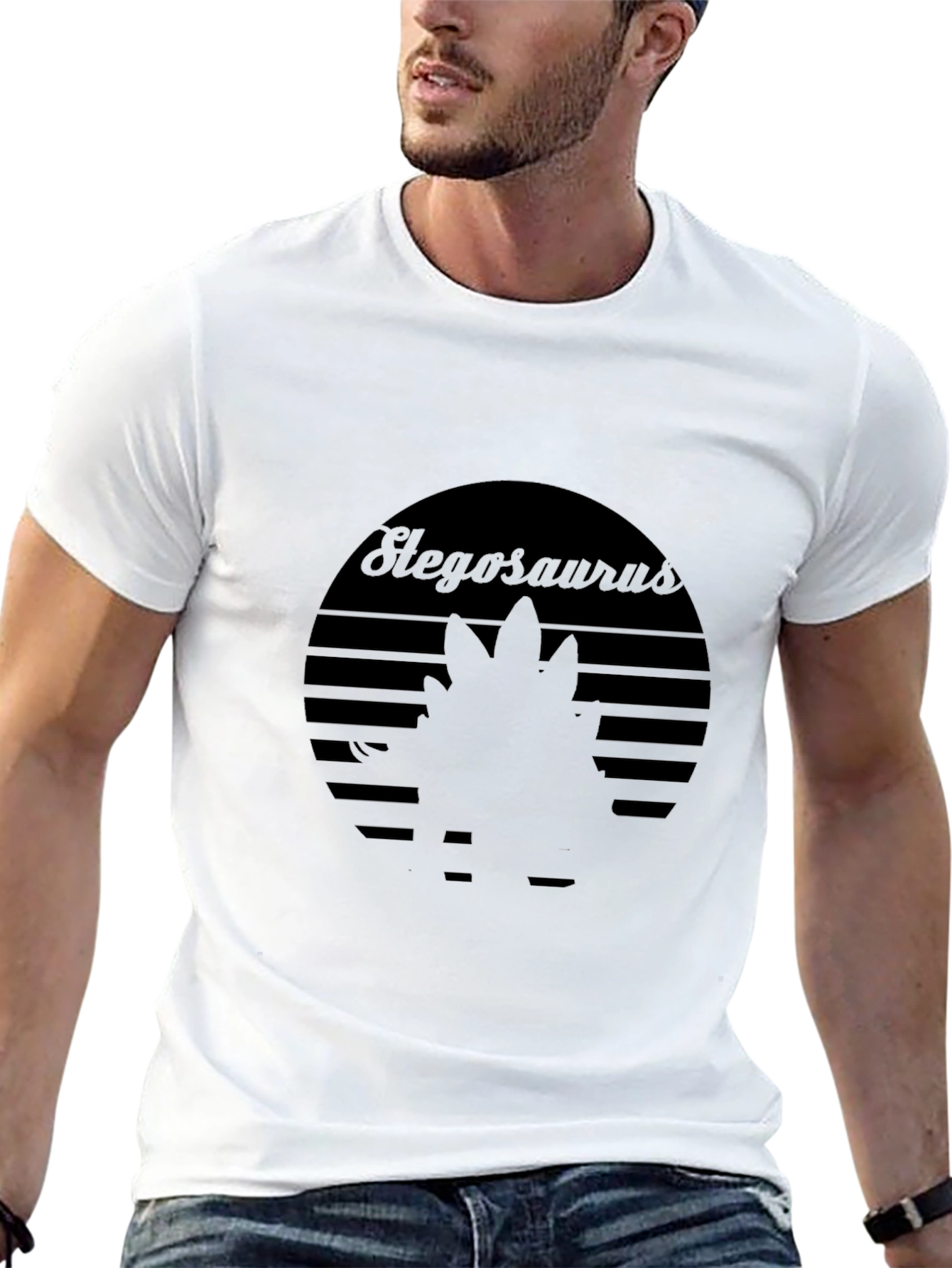 Stegosaurus Sunset Graphic Tee - Retro Dinosaur T-Shirt