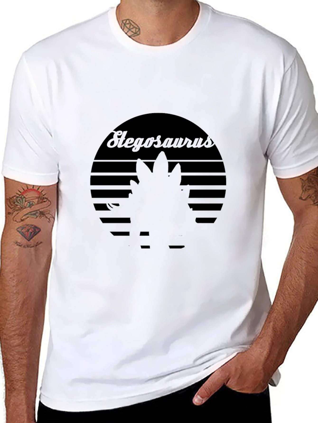 Stegosaurus Sunset Graphic Tee - Retro Dinosaur T-Shirt