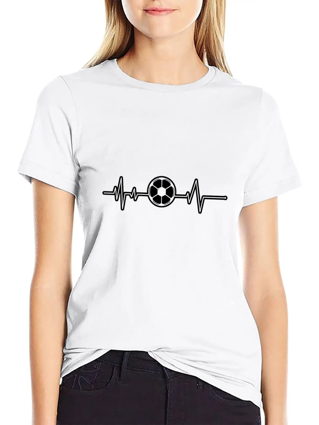 SOCCER BEAT Heart Beat Heartbeat BPM Football Ball Breathable Soft Cotton T-Shirt – Timeless Casual Look