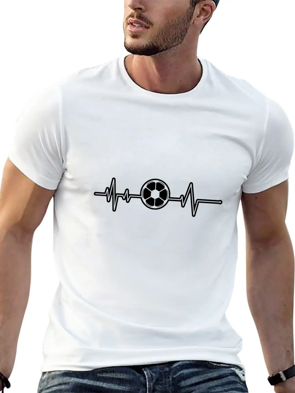 SOCCER BEAT Heart Beat Heartbeat BPM Football Ball Breathable Soft Cotton T-Shirt – Timeless Casual Look