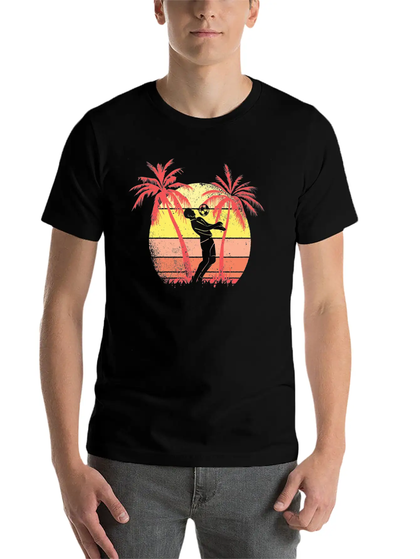 Soccer Player Summer Sunset 80s Summer Sunset 80s Unisex Casual T-Shirt – Clean Design For Daily Comfort