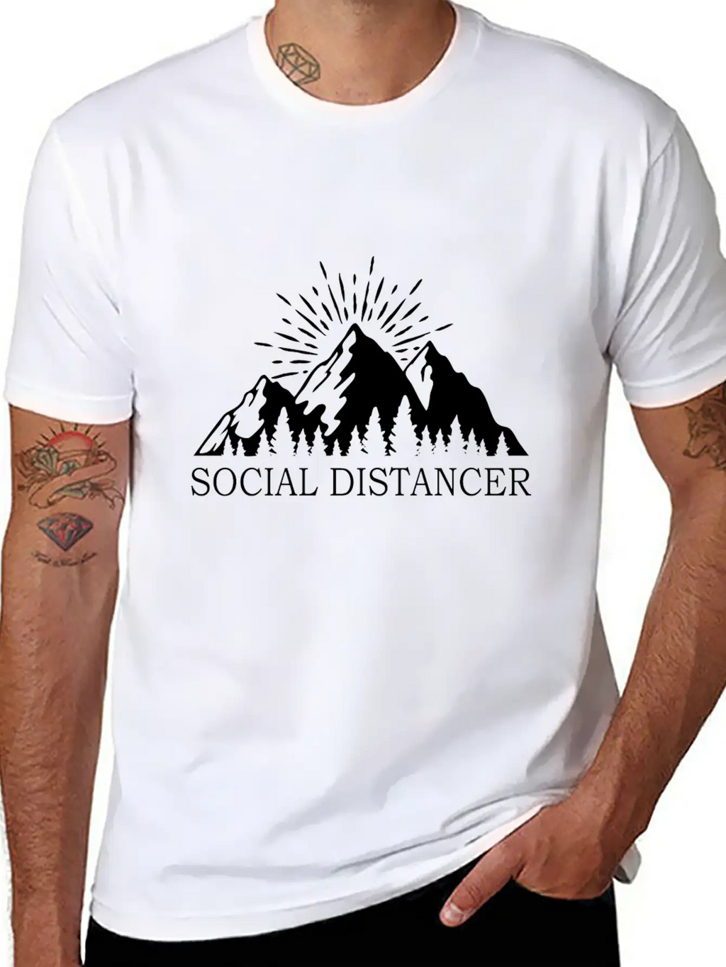 Social Distancer Mountains Introvert Gift Unisex Casual T-Shirt – Clean Design For Daily Comfort