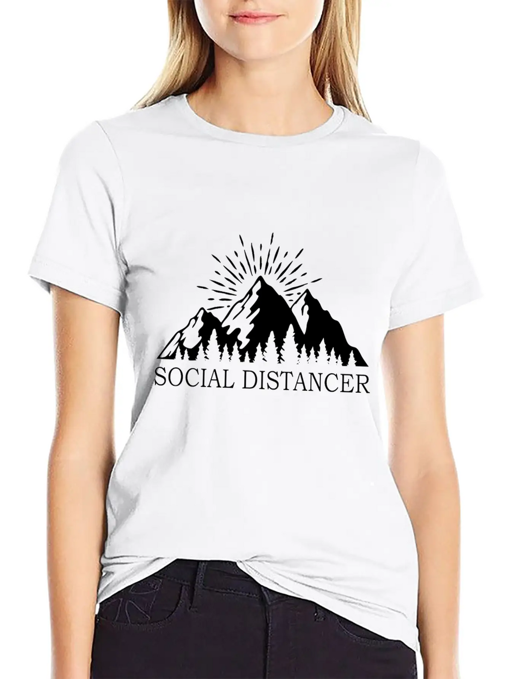 Social Distancer Mountains Introvert Gift Unisex Casual T-Shirt – Clean Design For Daily Comfort