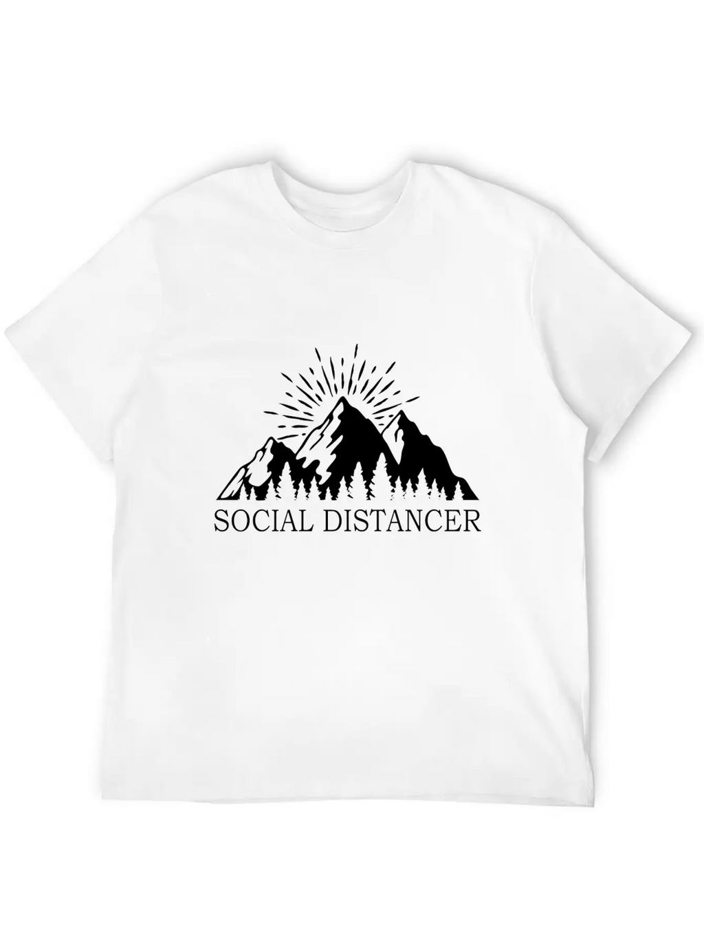 Social Distancer Mountains Introvert Gift Unisex Casual T-Shirt – Clean Design For Daily Comfort