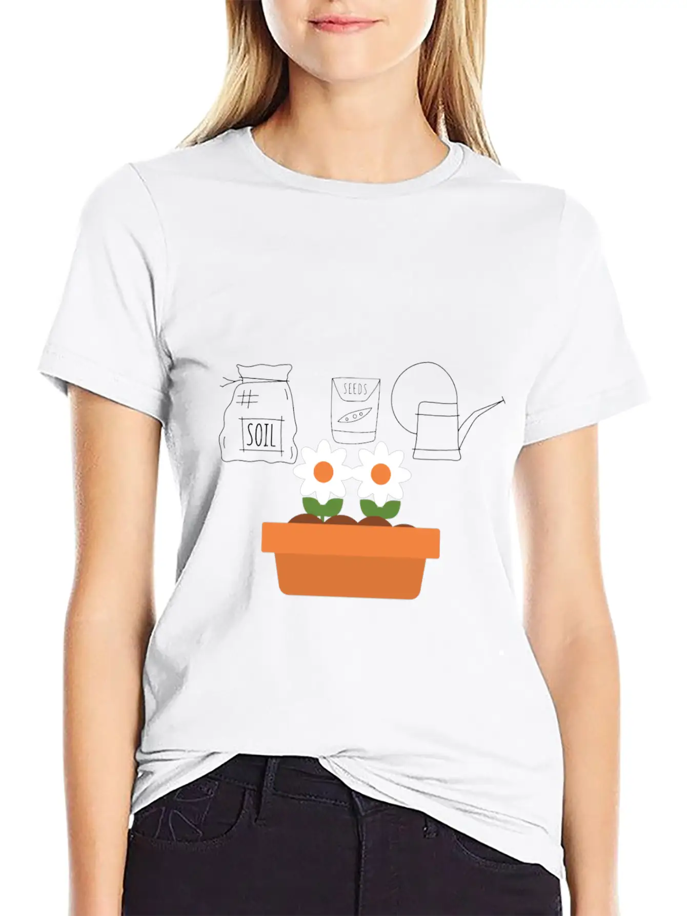 Soil Seeds Watering Can Garden Shirt Breathable Soft Cotton T-Shirt – Timeless Casual Look
