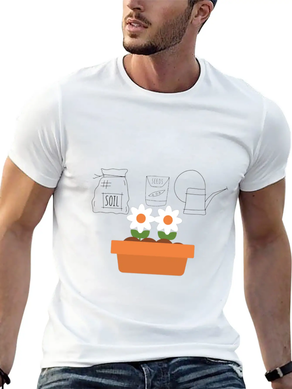 Soil Seeds Watering Can Garden Shirt Breathable Soft Cotton T-Shirt – Timeless Casual Look