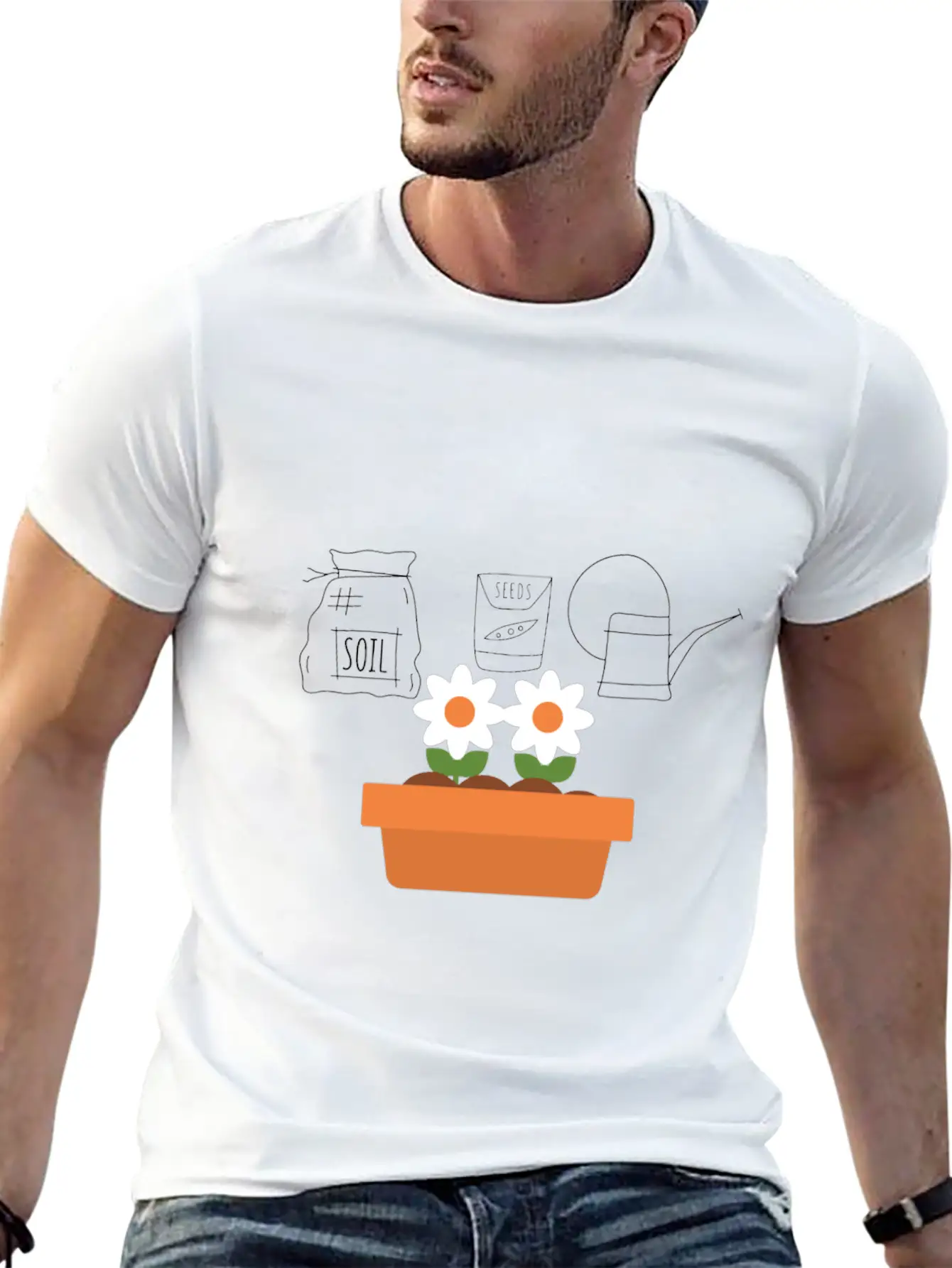 Soil Seeds Watering Can Garden Shirt Breathable Soft Cotton T-Shirt – Timeless Casual Look