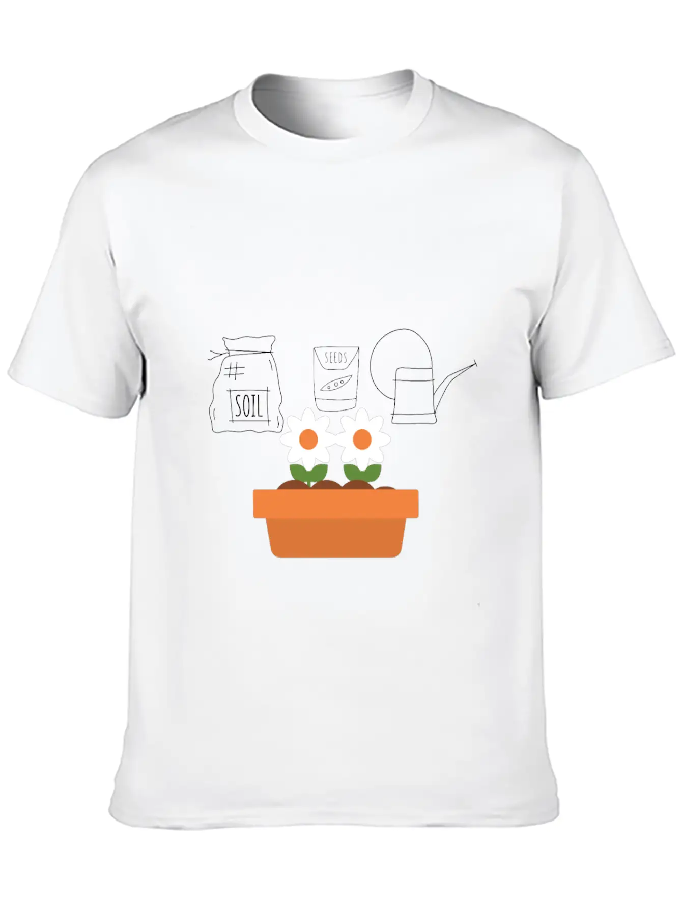 Soil Seeds Watering Can Garden Shirt Breathable Soft Cotton T-Shirt – Timeless Casual Look