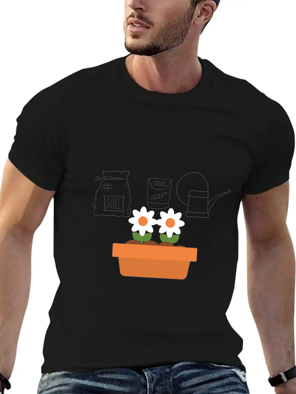 Soil Seeds Watering Can Garden Shirt Breathable Soft Cotton T-Shirt – Timeless Casual Look