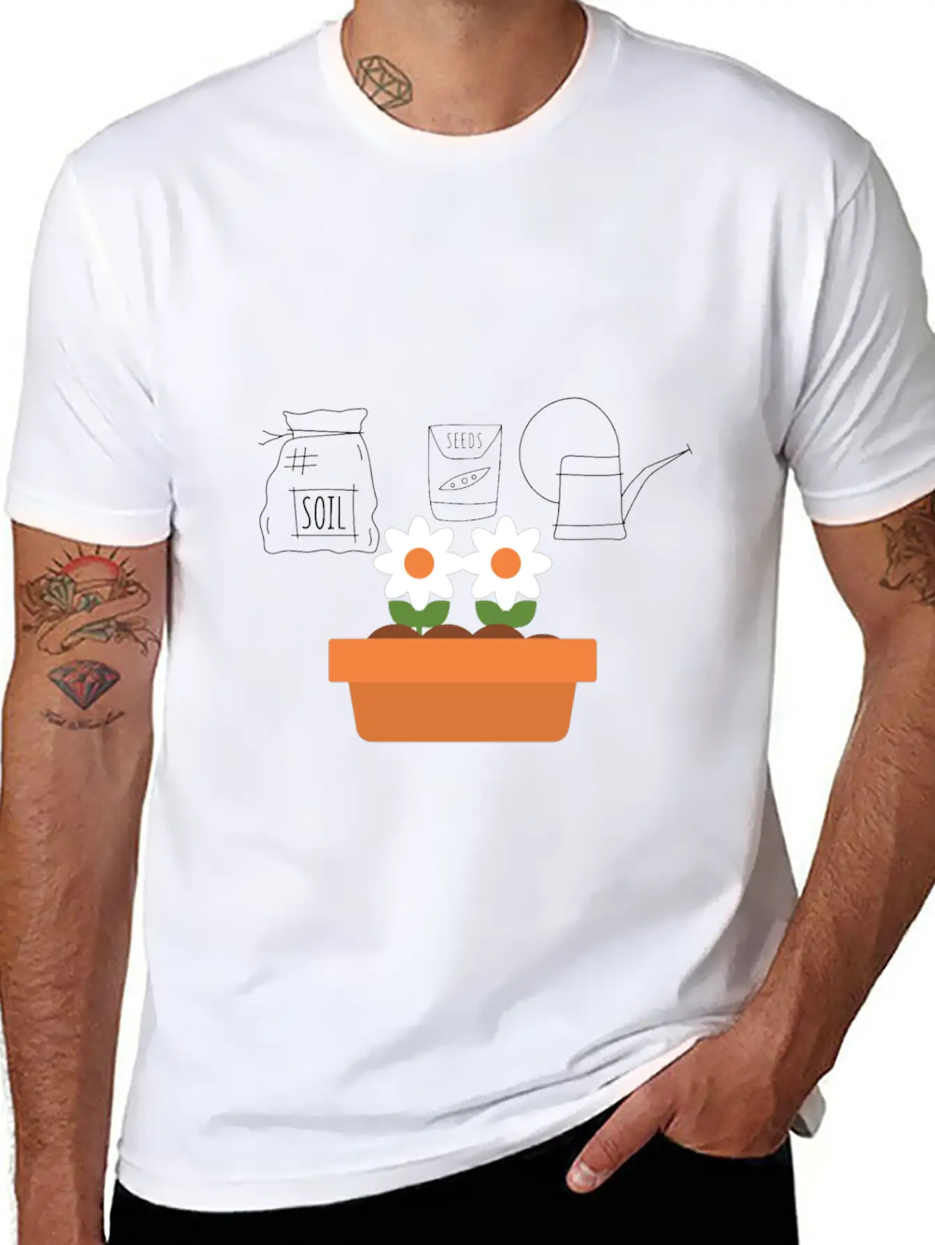 Soil Seeds Watering Can Garden Shirt Breathable Soft Cotton T-Shirt – Timeless Casual Look