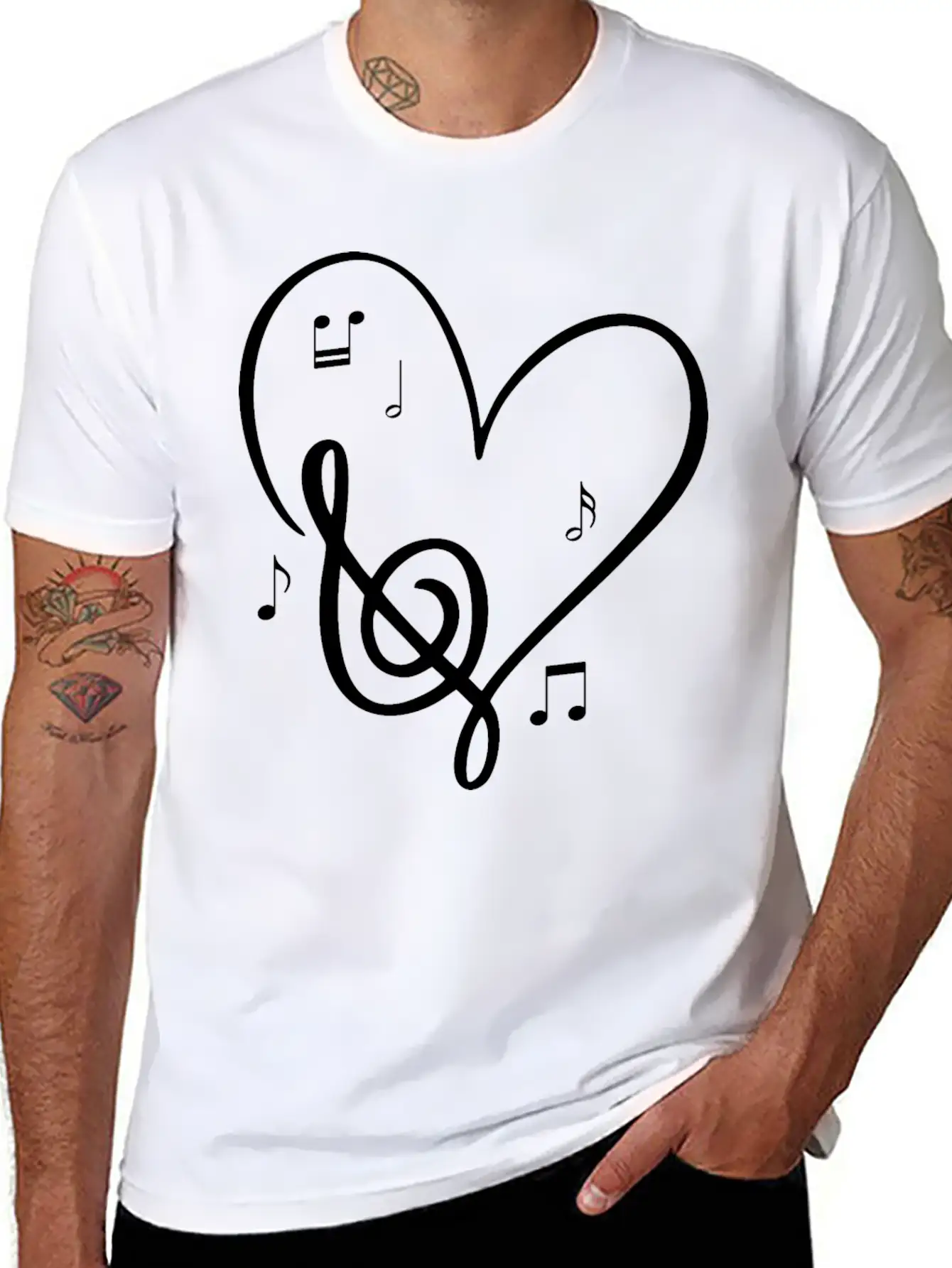 Sol Key Heart Music Lover Valentines Day Singer Unisex Short Sleeve Soft Cotton T-Shirt – Casual Everyday Wear