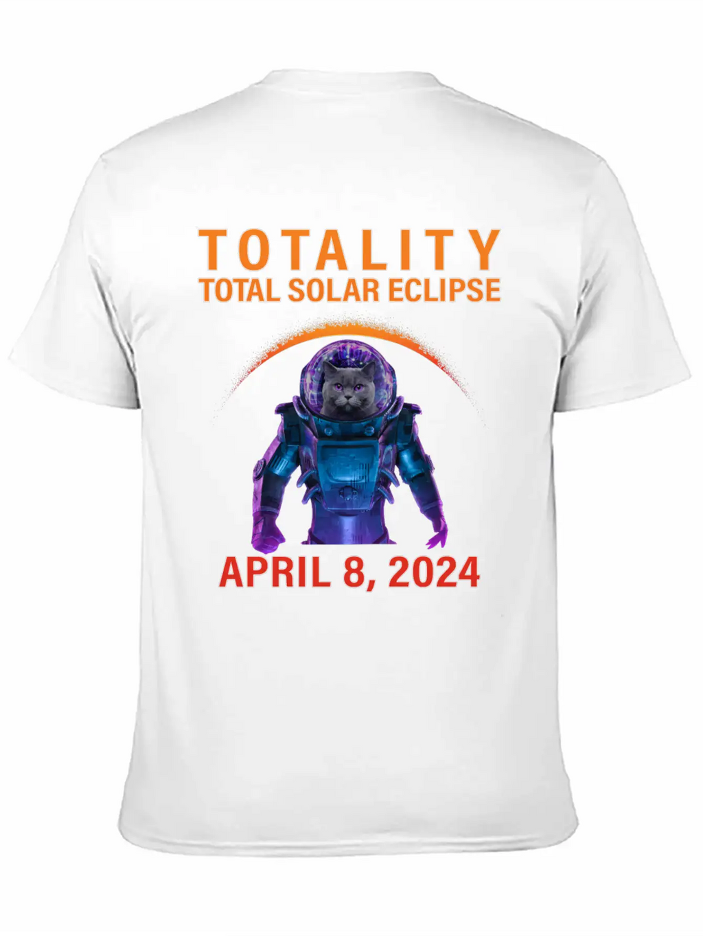 Solar Eclipse 2024 Space Cat Total Solar Eclipse Breathable Soft Cotton T-Shirt – Timeless Casual Look