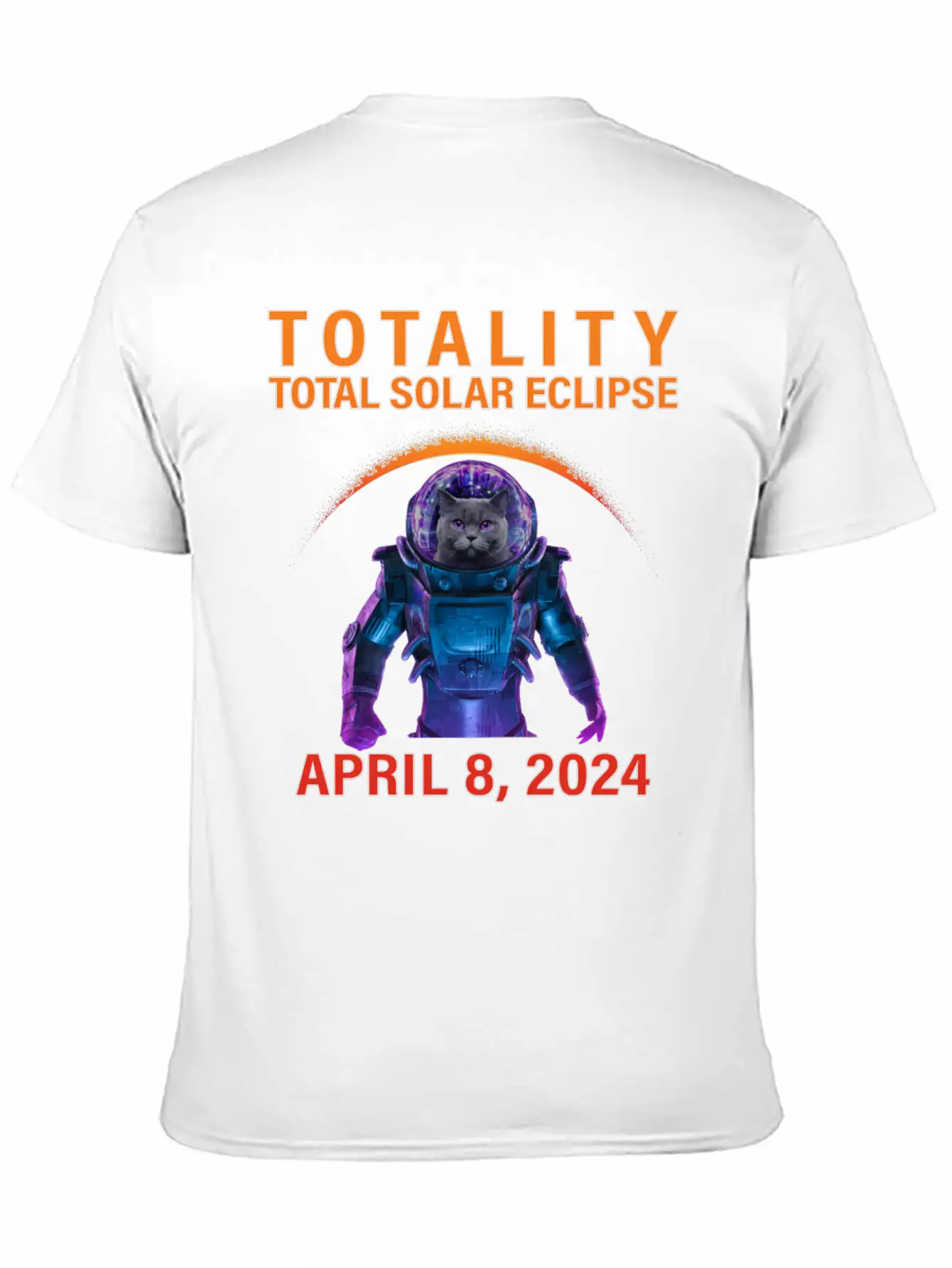 Solar Eclipse 2024 Space Cat Total Solar Eclipse Breathable Soft Cotton T-Shirt – Timeless Casual Look