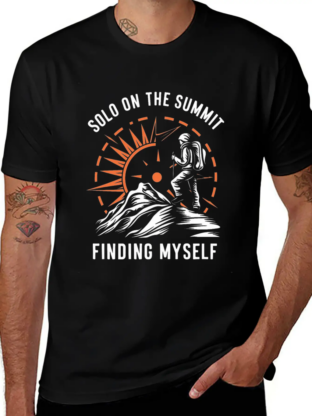Solo On The Summit Finding Myself Solo Hiking Breathable Soft Cotton T-Shirt – Timeless Casual Look