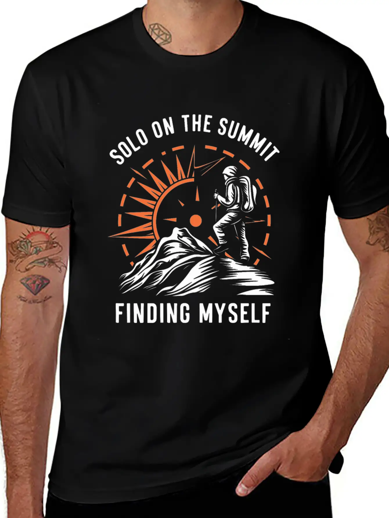 Solo On The Summit Finding Myself Solo Hiking Breathable Soft Cotton T-Shirt – Timeless Casual Look