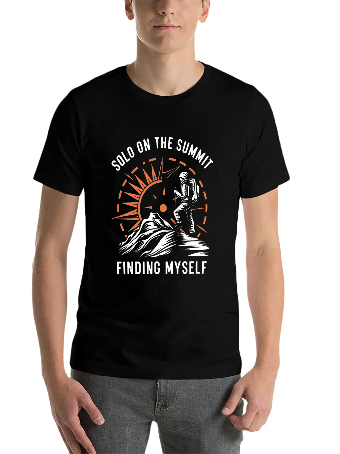 Solo On The Summit Finding Myself Solo Hiking Breathable Soft Cotton T-Shirt – Timeless Casual Look
