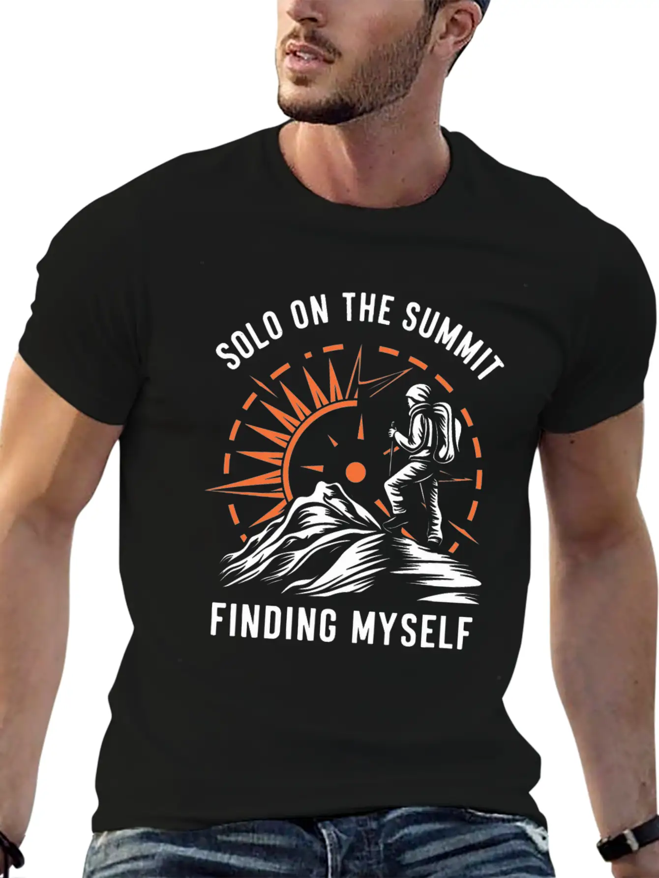 Solo On The Summit Finding Myself Solo Hiking Breathable Soft Cotton T-Shirt – Timeless Casual Look