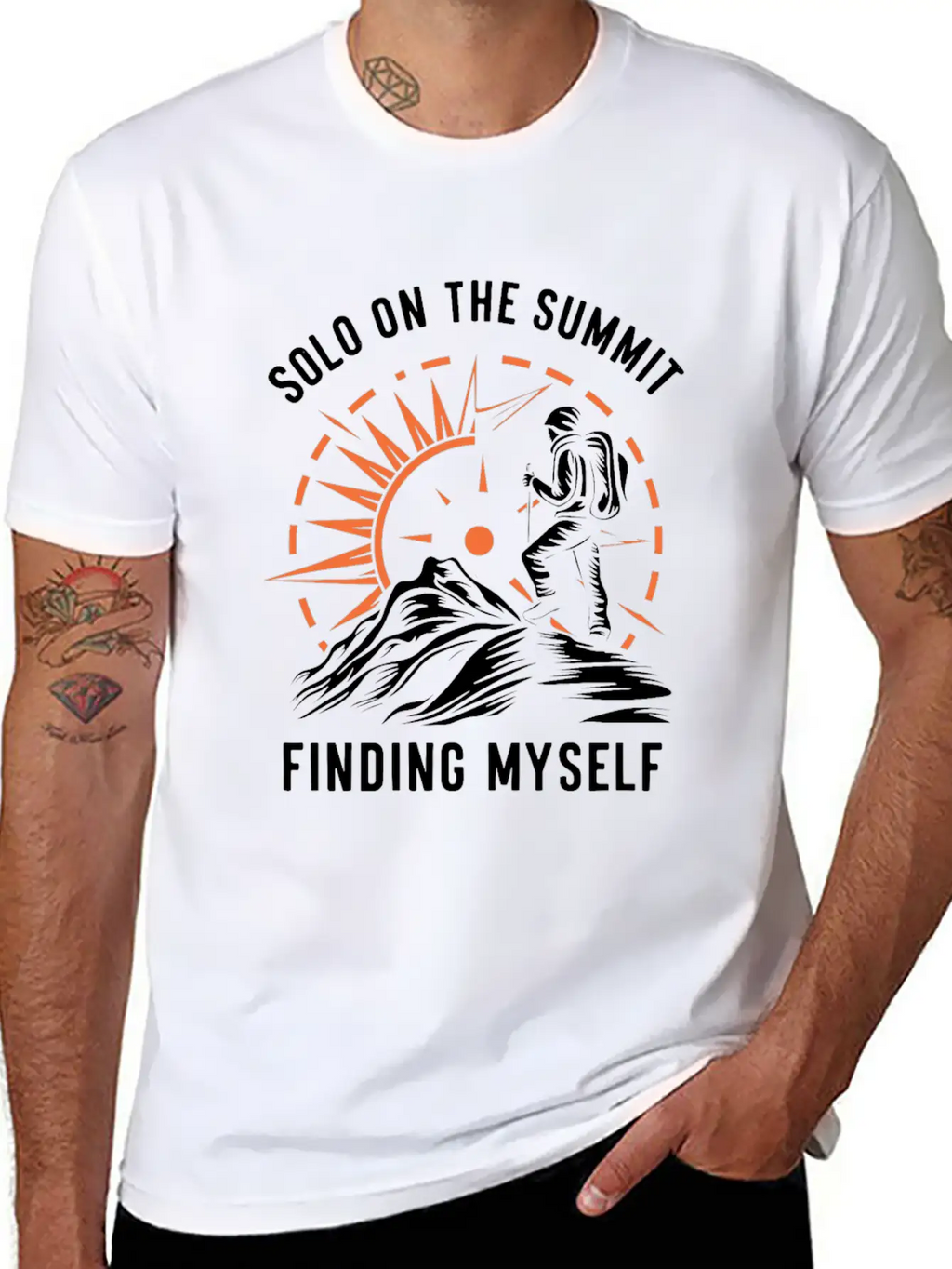 Solo On The Summit Finding Myself Solo Hiking Breathable Soft Cotton T-Shirt – Timeless Casual Look