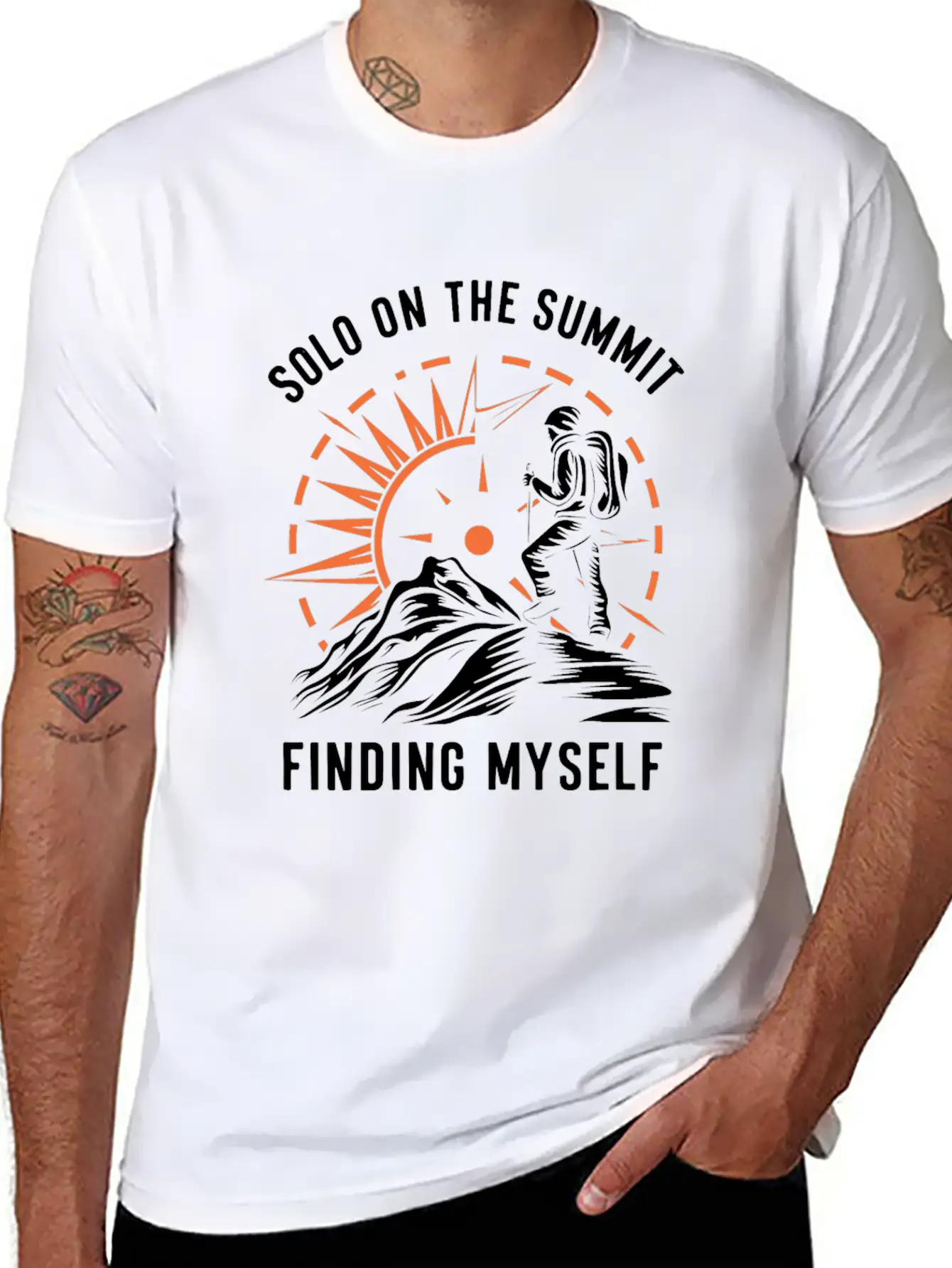 Solo On The Summit Finding Myself Solo Hiking Breathable Soft Cotton T-Shirt – Timeless Casual Look