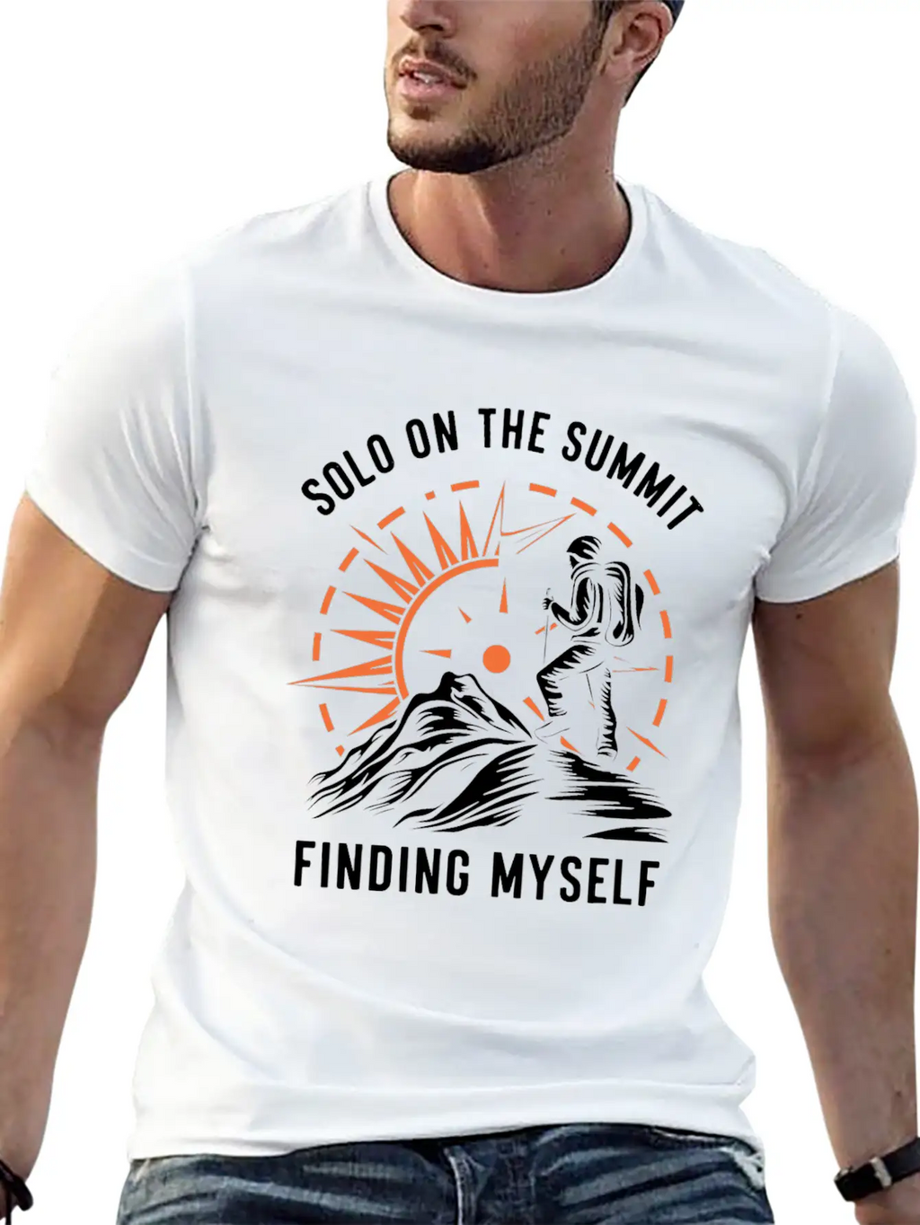 Solo On The Summit Finding Myself Solo Hiking Breathable Soft Cotton T-Shirt – Timeless Casual Look