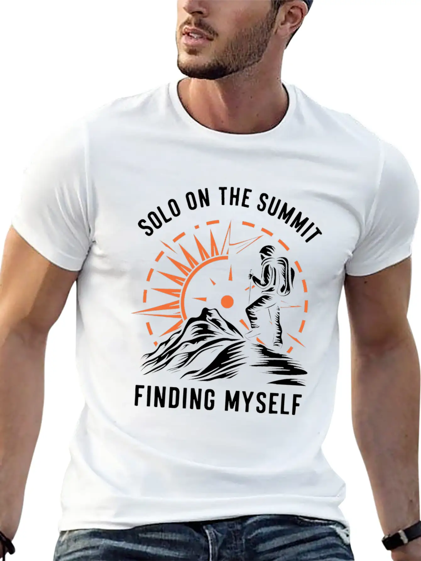 Solo On The Summit Finding Myself Solo Hiking Breathable Soft Cotton T-Shirt – Timeless Casual Look