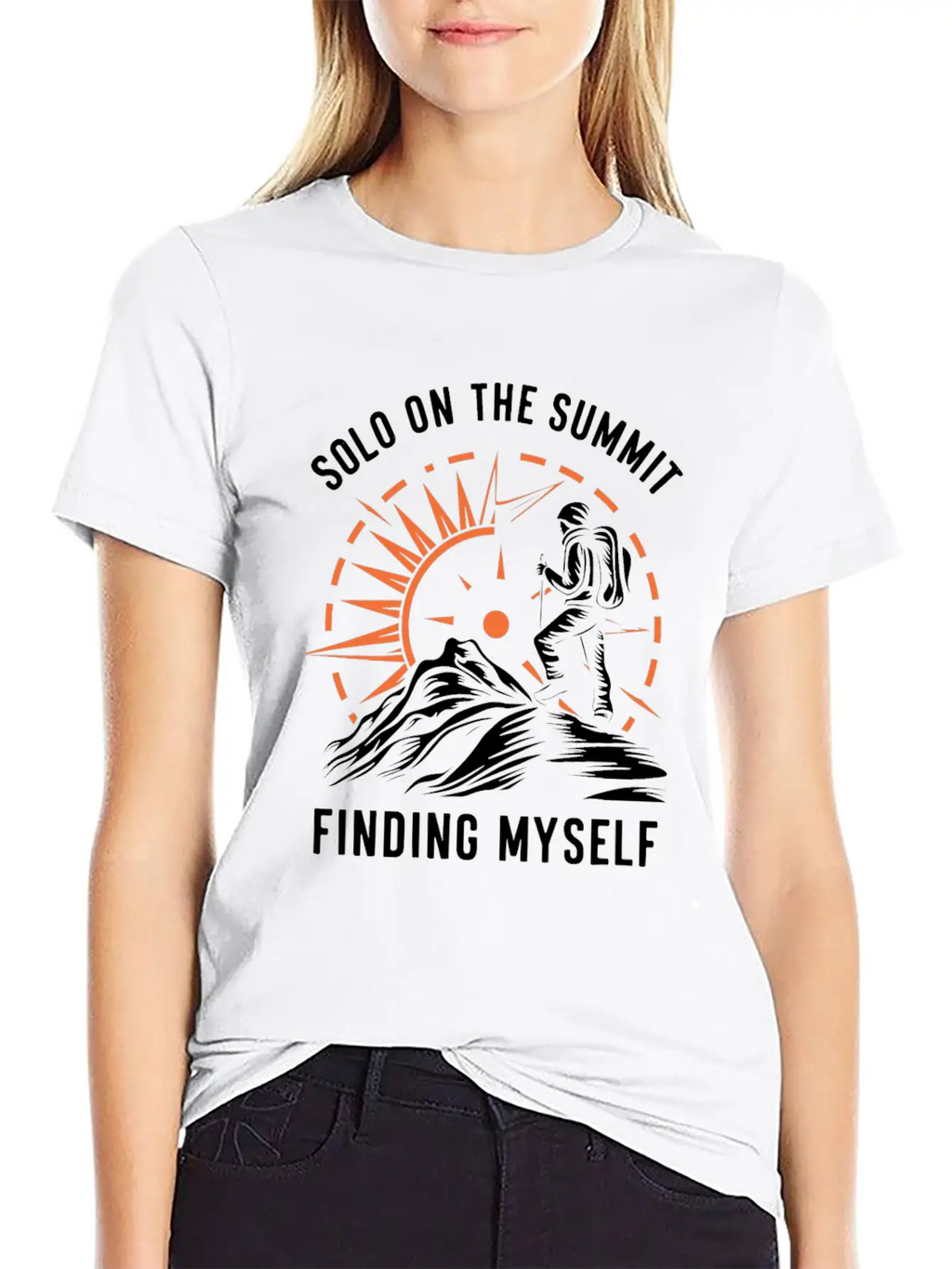 Solo On The Summit Finding Myself Solo Hiking Breathable Soft Cotton T-Shirt – Timeless Casual Look
