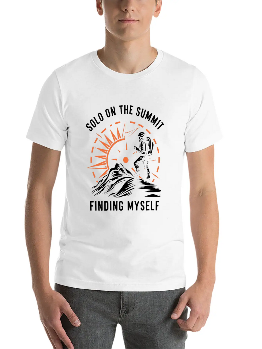 Solo On The Summit Finding Myself Solo Hiking Breathable Soft Cotton T-Shirt – Timeless Casual Look