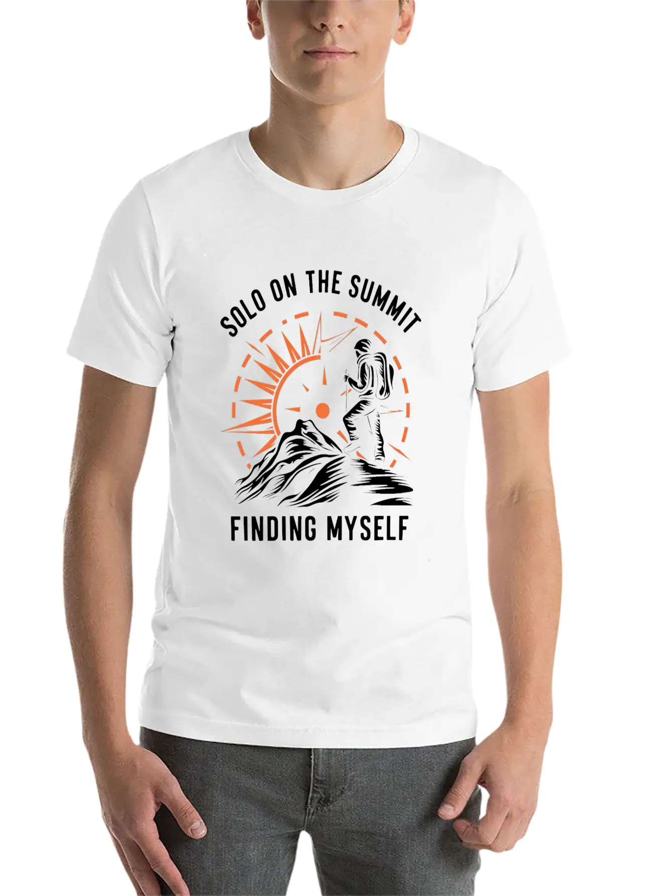 Solo On The Summit Finding Myself Solo Hiking Breathable Soft Cotton T-Shirt – Timeless Casual Look