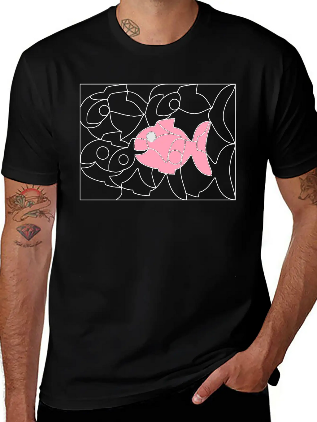 Solution Image Fish Unisex Short Sleeve Soft Cotton T-Shirt – Casual Everyday Wear