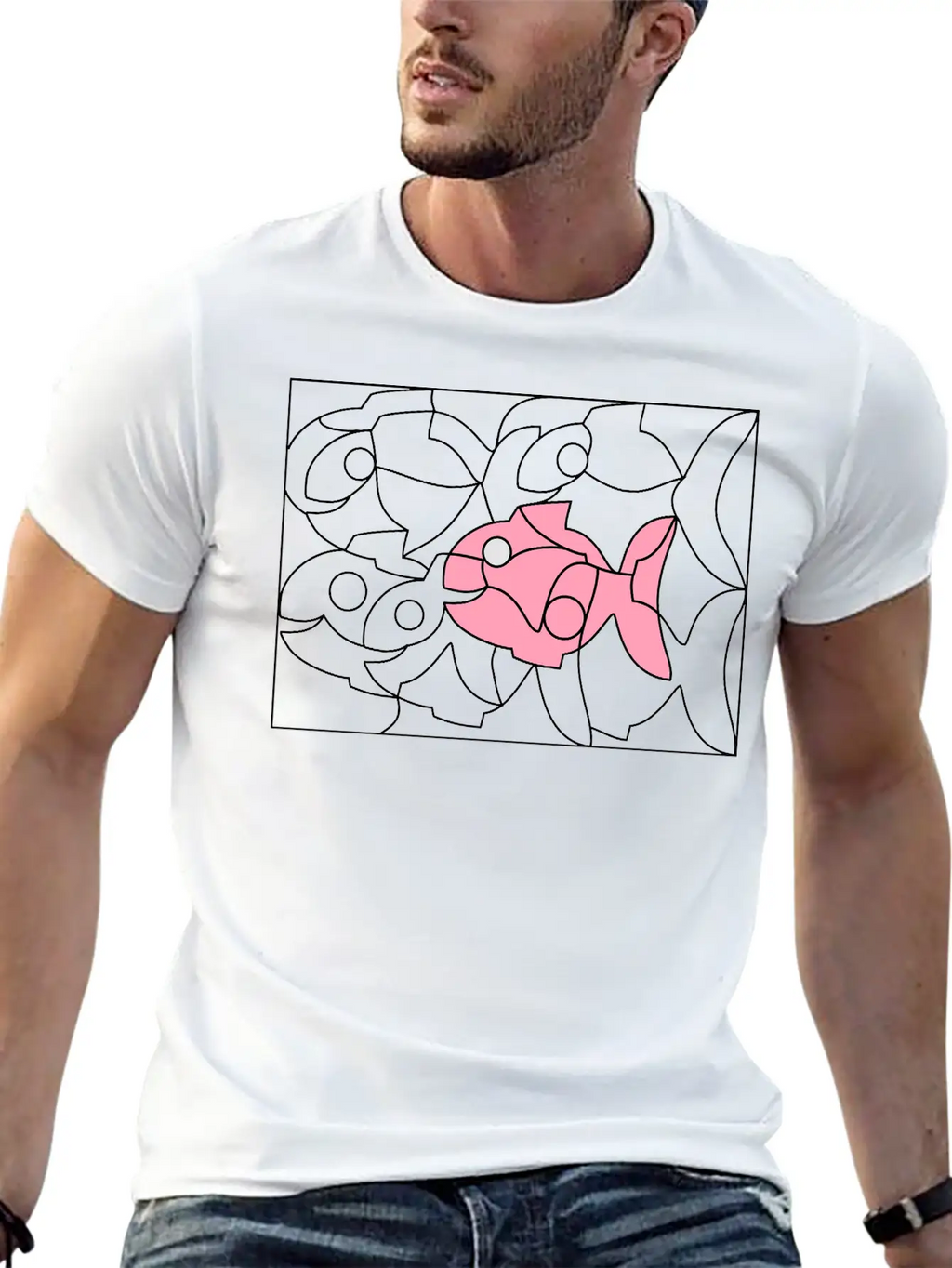 Solution Image Fish Unisex Short Sleeve Soft Cotton T-Shirt – Casual Everyday Wear