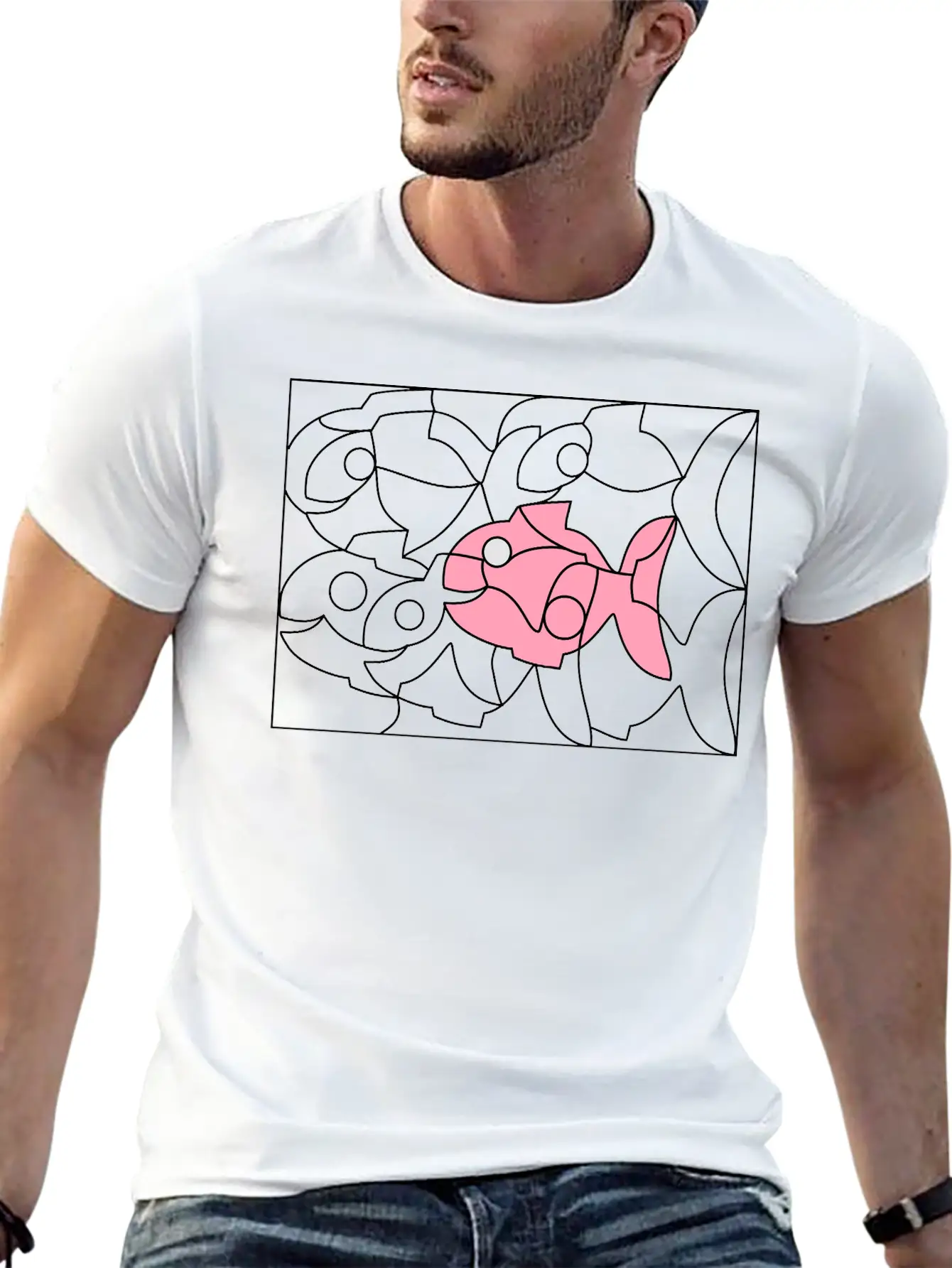 Solution Image Fish Unisex Short Sleeve Soft Cotton T-Shirt – Casual Everyday Wear