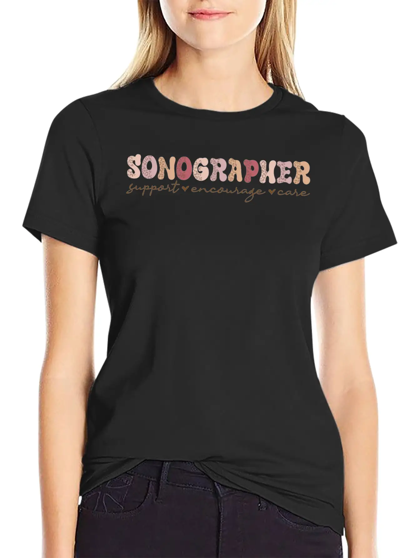 Sonographer Support Encourage Care Breathable Graphic T-Shirt – Perfect For Casual Days