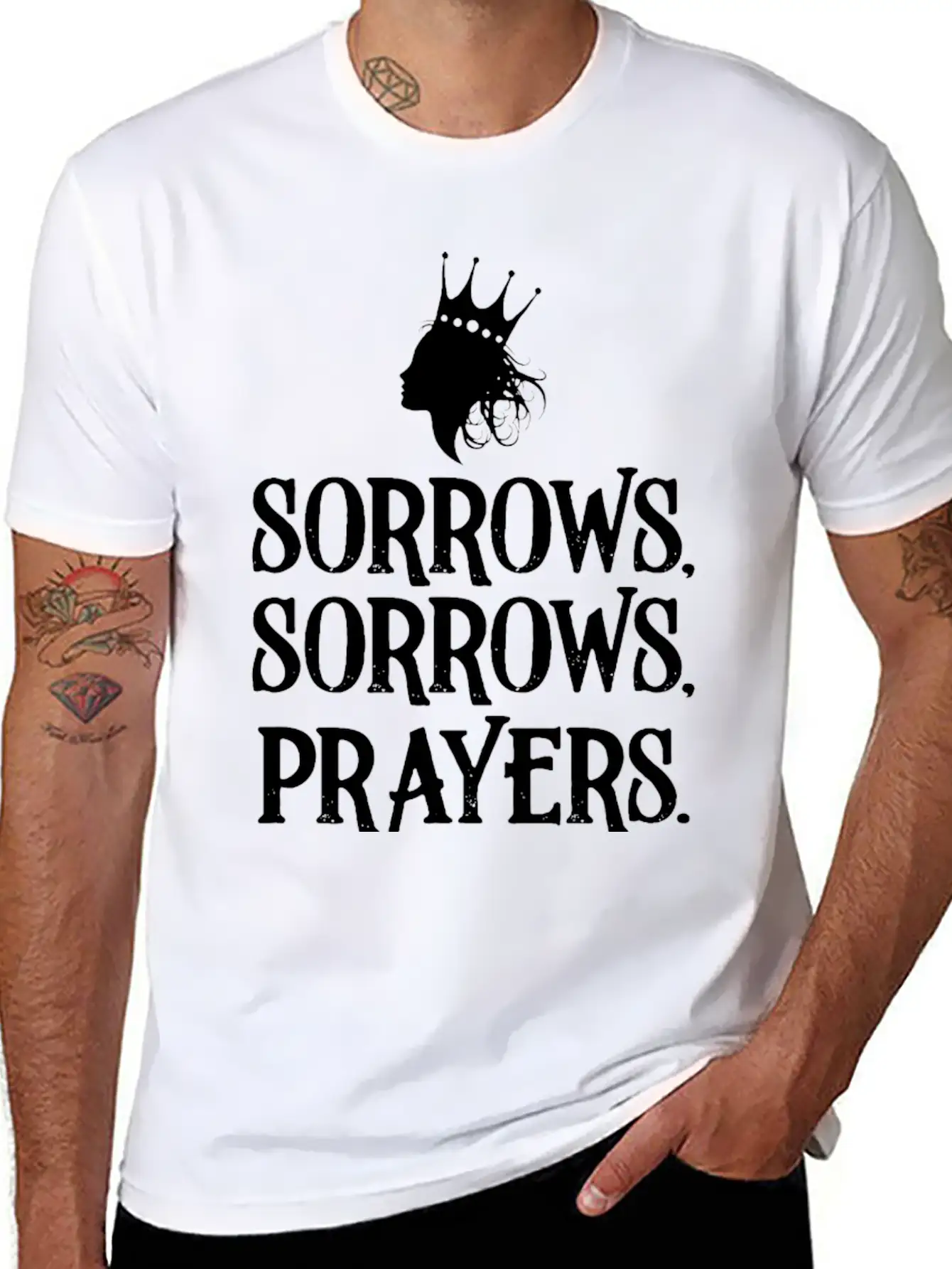Sorrows Sorrows Prayers Saying Classic Fit Graphic Tee For Daily Comfort – Unisex Cotton Shirt