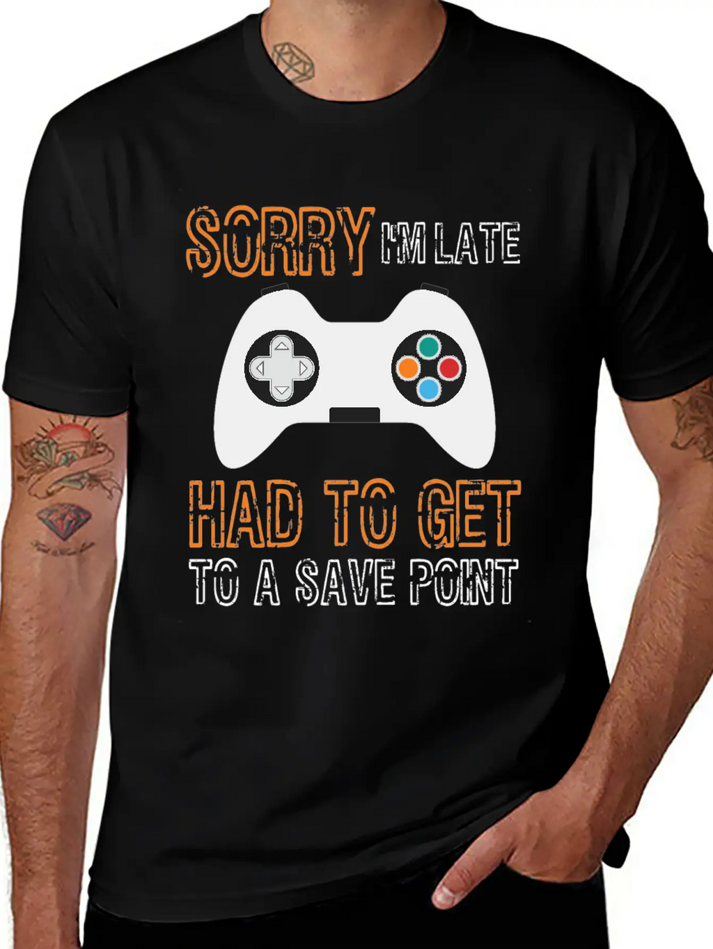 Sorry I'm Late Had To Get To A Save Point Video Co Casual Graphic T-Shirt – Simple And Comfortable Daily Wear