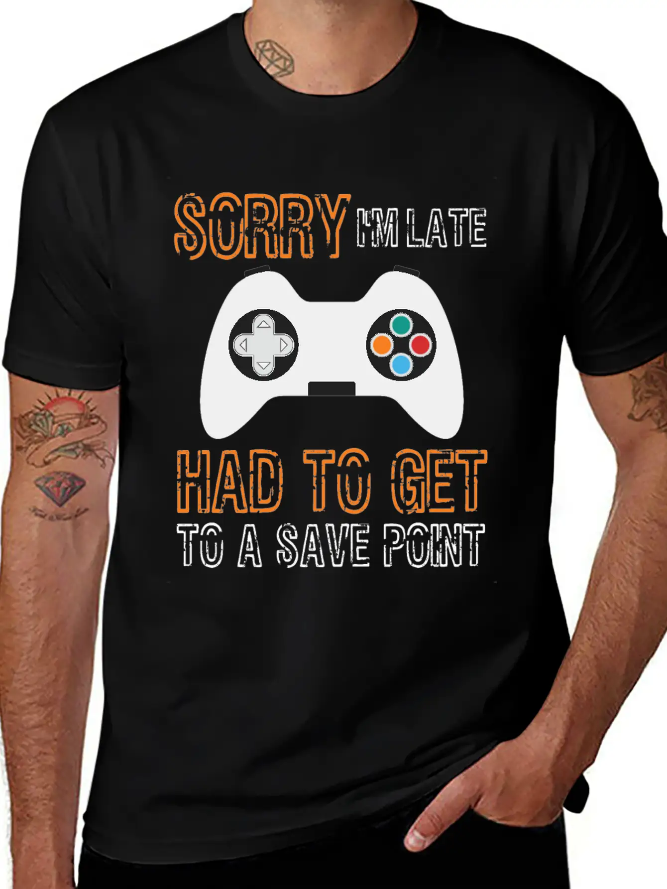 Sorry I'm Late Had To Get To A Save Point Video Co Casual Graphic T-Shirt – Simple And Comfortable Daily Wear