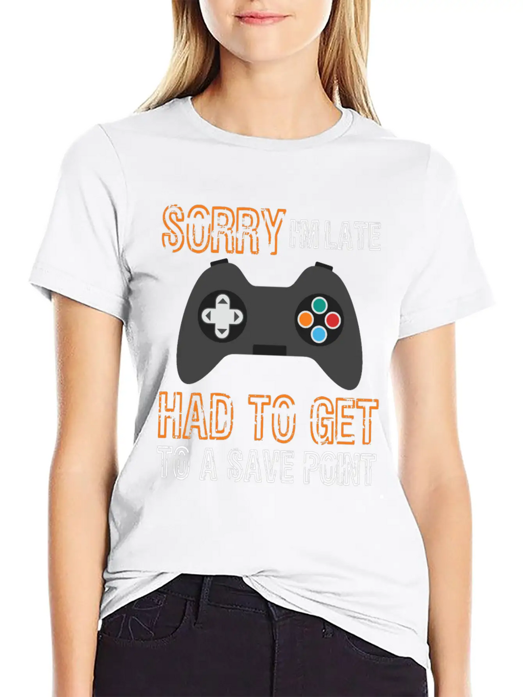 Sorry I'm Late Had To Get To A Save Point Video Co Casual Graphic T-Shirt – Simple And Comfortable Daily Wear