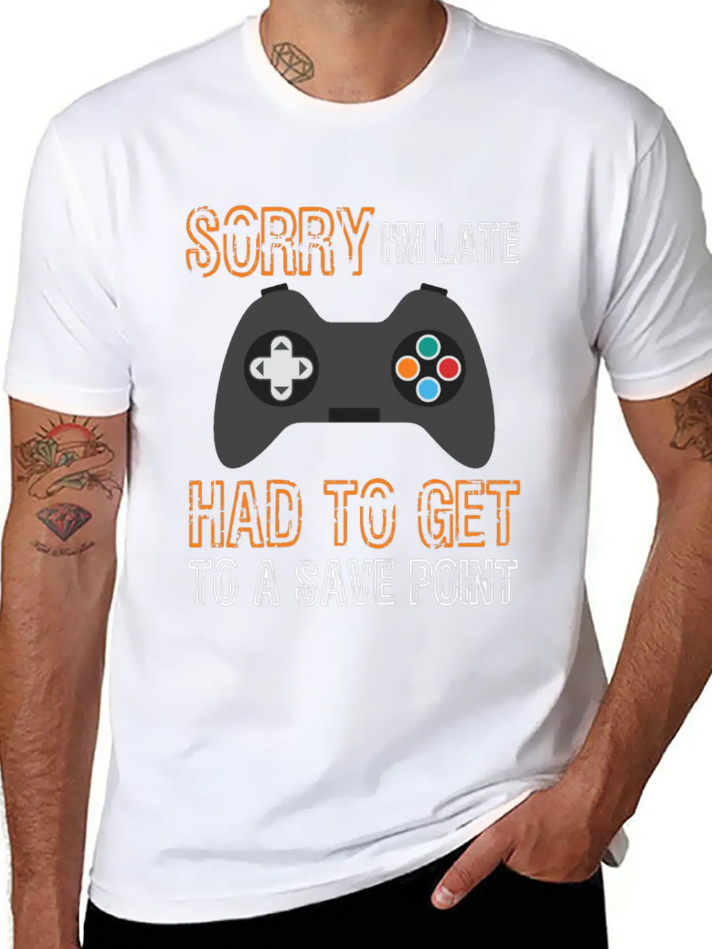 Sorry I'm Late Had To Get To A Save Point Video Co Casual Graphic T-Shirt – Simple And Comfortable Daily Wear