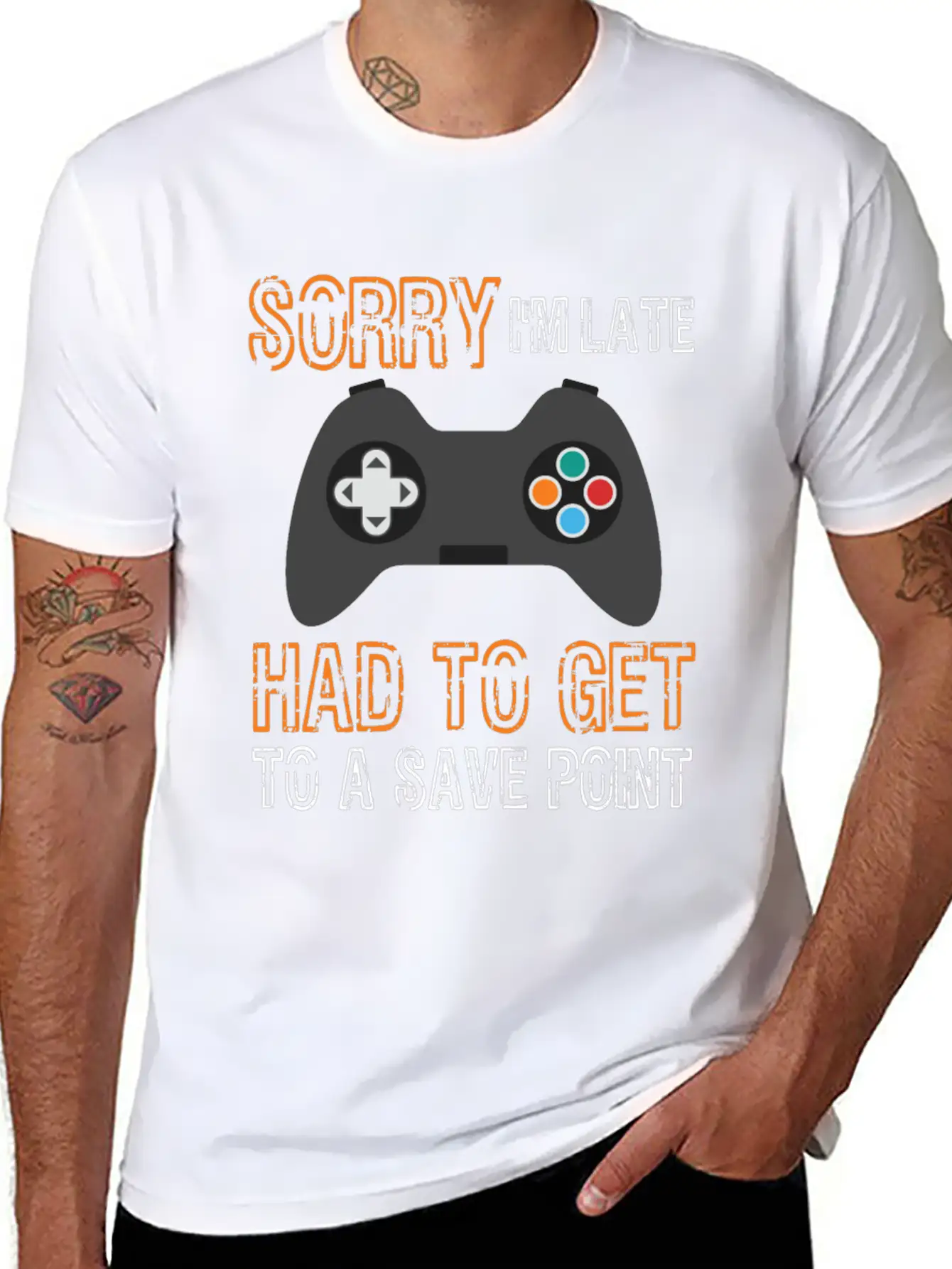Sorry I'm Late Had To Get To A Save Point Video Co Casual Graphic T-Shirt – Simple And Comfortable Daily Wear