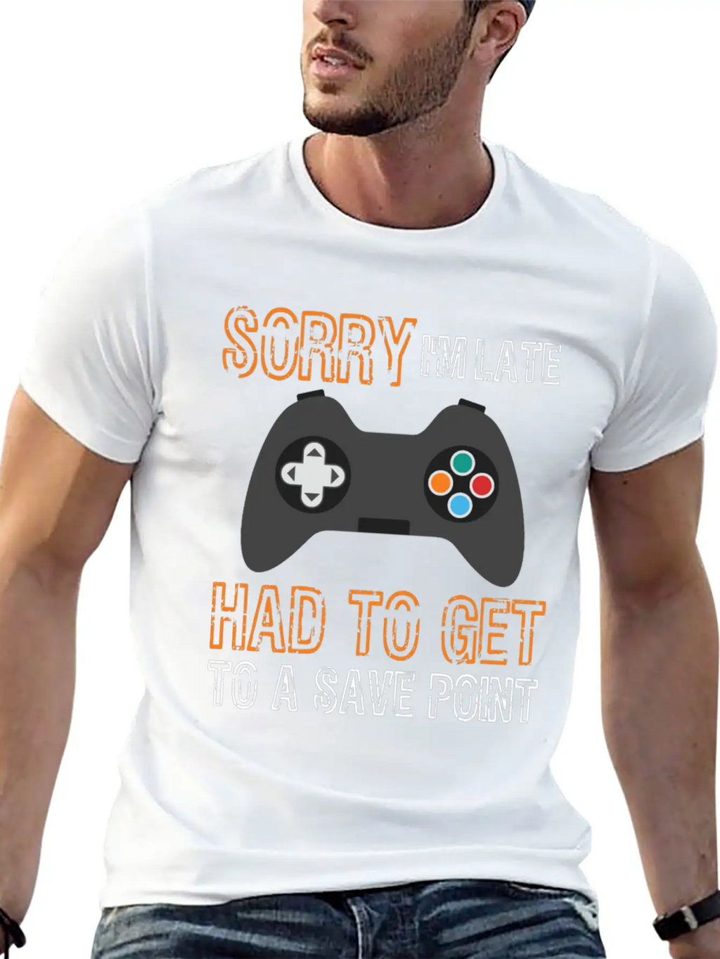 Sorry I'm Late Had To Get To A Save Point Video Co Casual Graphic T-Shirt – Simple And Comfortable Daily Wear