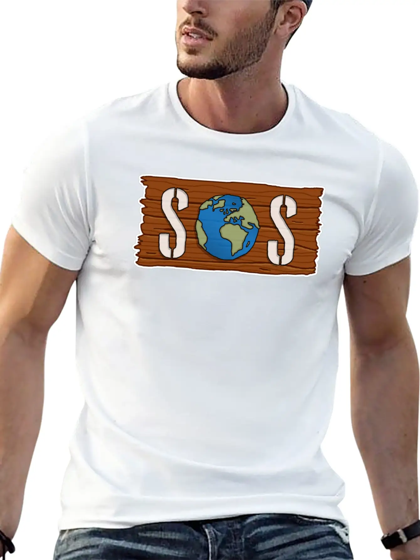SOS, Save The Planet, Climate Change, Emergency Breathable Soft Cotton T-Shirt – Timeless Casual Look