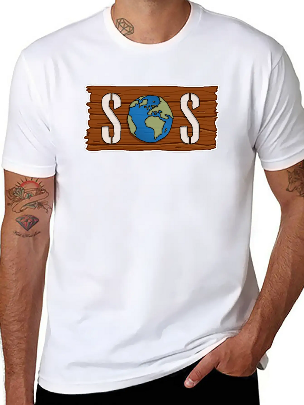 SOS, Save The Planet, Climate Change, Emergency Stylish Everyday T-Shirt – Unisex Basic Cotton Tee