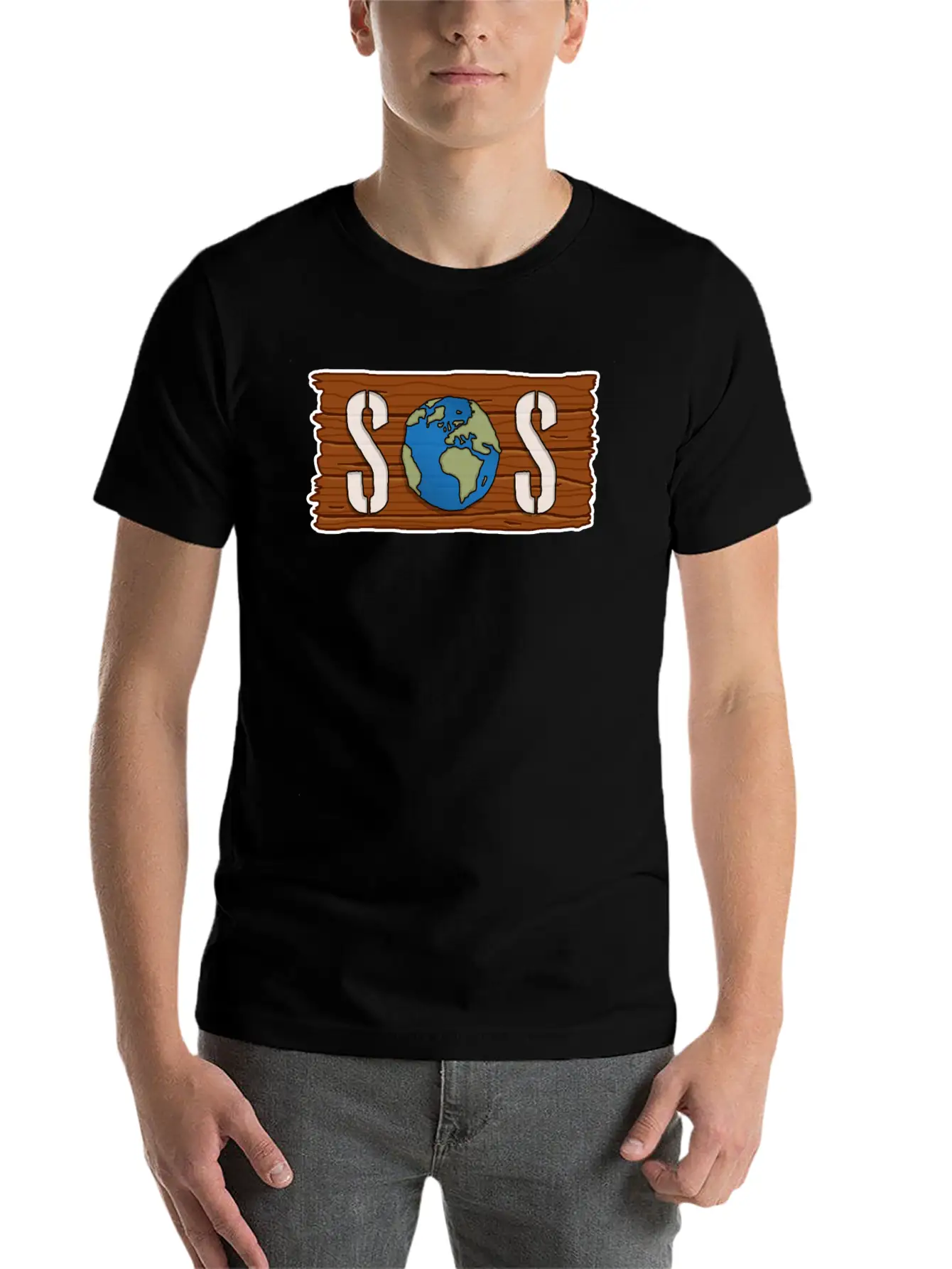 SOS, Save The Planet, Climate Change, Emergency Stylish Everyday T-Shirt – Unisex Basic Cotton Tee