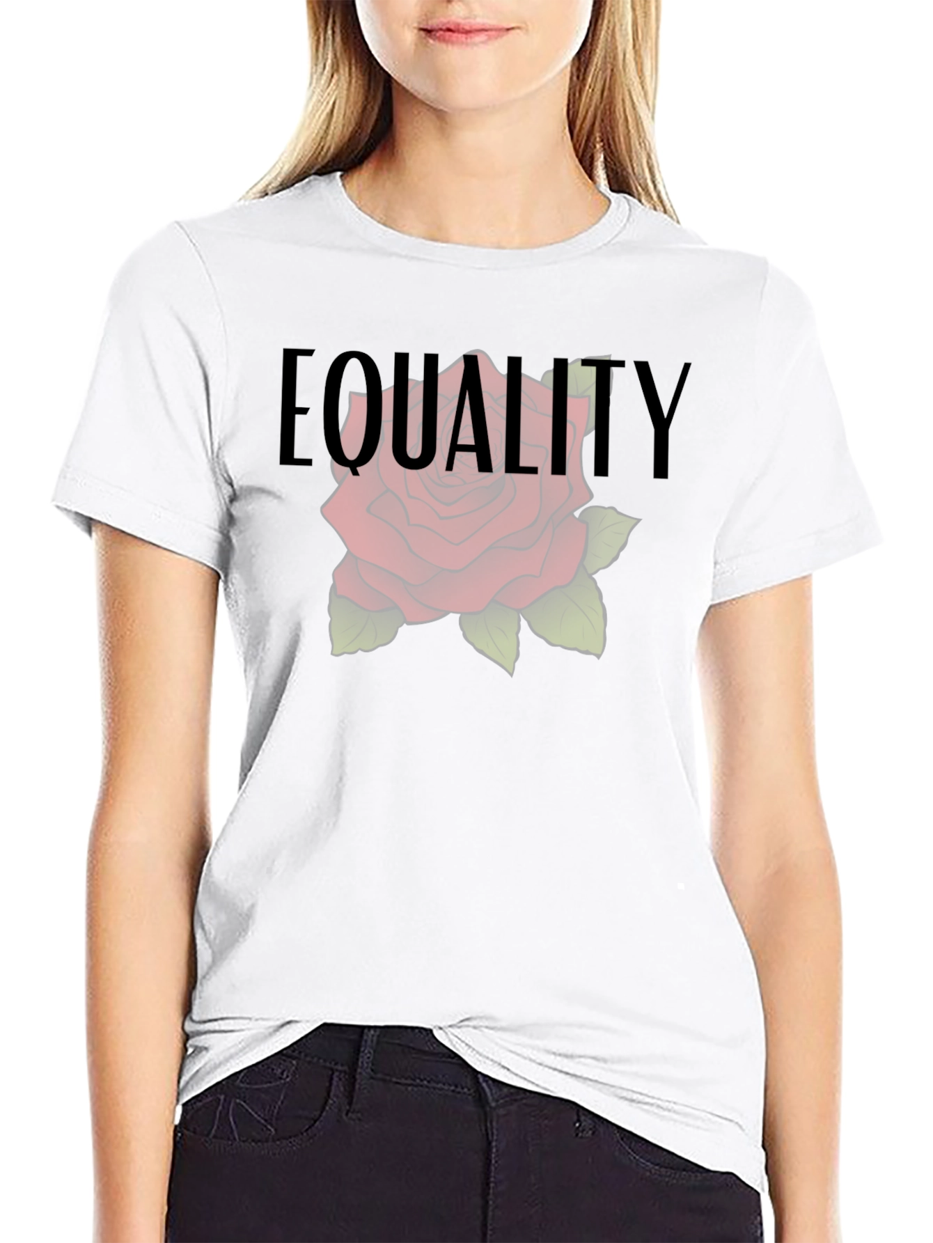 Equality Rose Graphic Tee - Black Cotton Comfort Fit