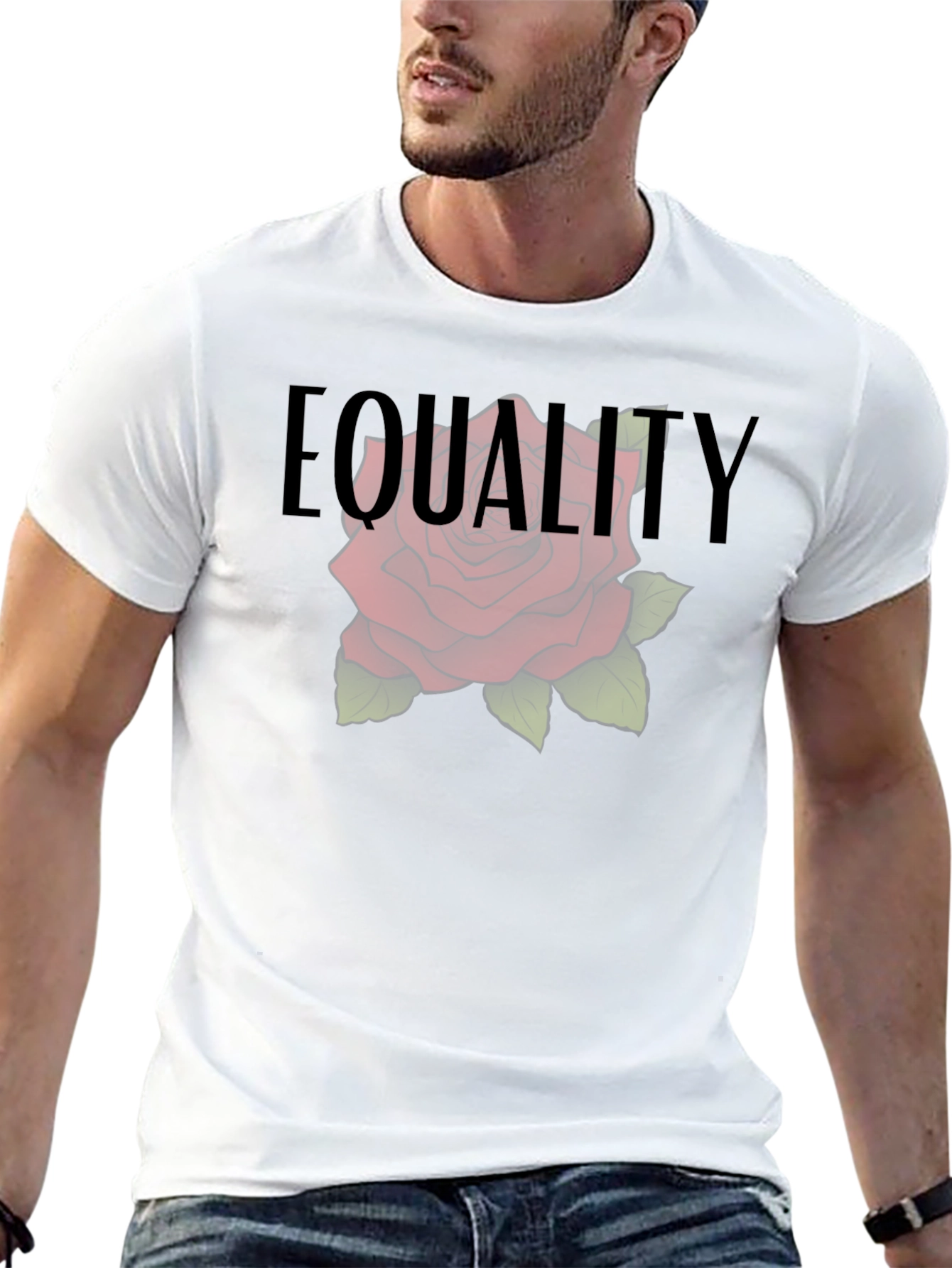 Equality Rose Graphic Tee - Black Cotton Comfort Fit