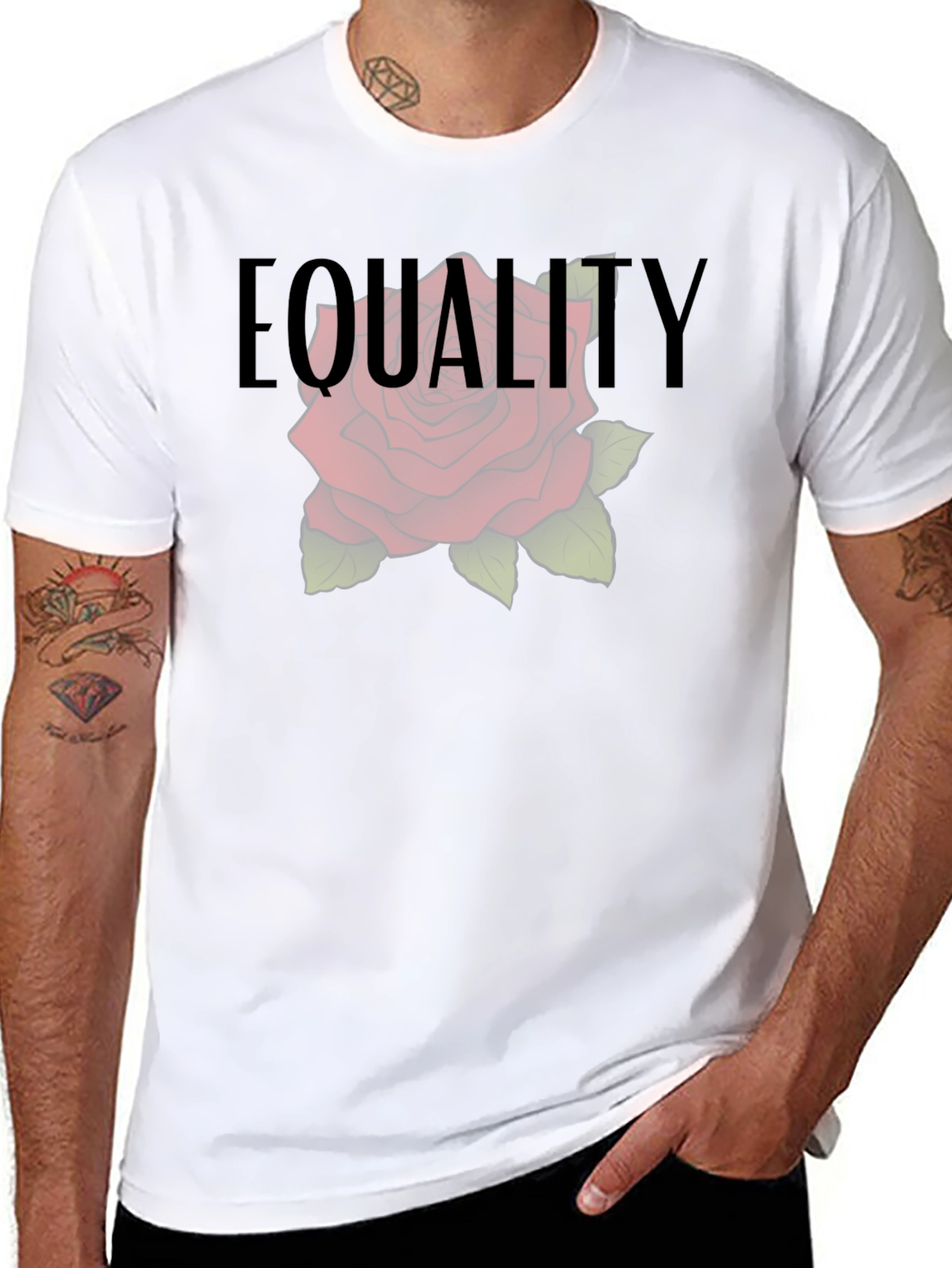 Equality Rose Graphic Tee - Black Cotton Comfort Fit