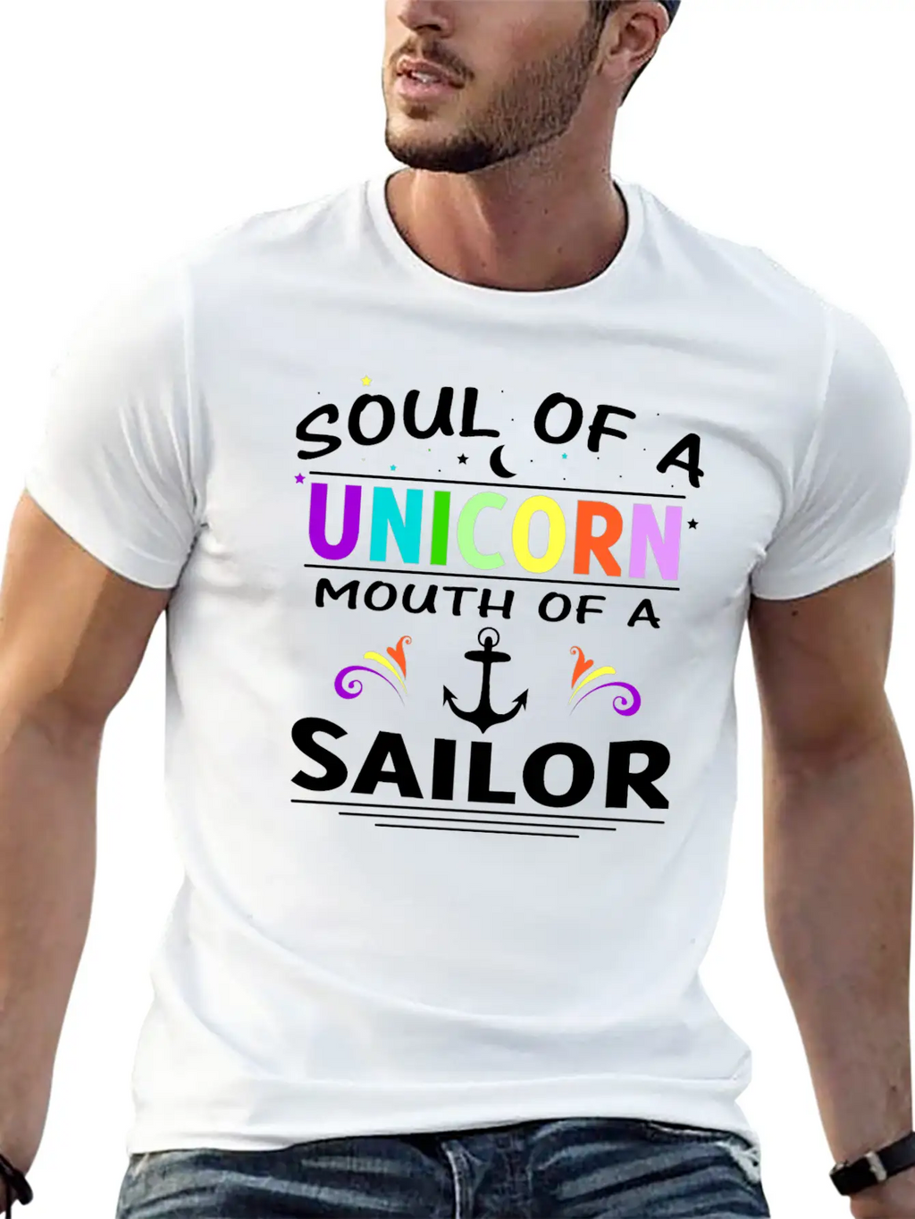 SOUL OF A UNICORN MOUTH OF A SAILOR T SHIRT Unisex Short Sleeve Soft Cotton T-Shirt – Casual Everyday Wear