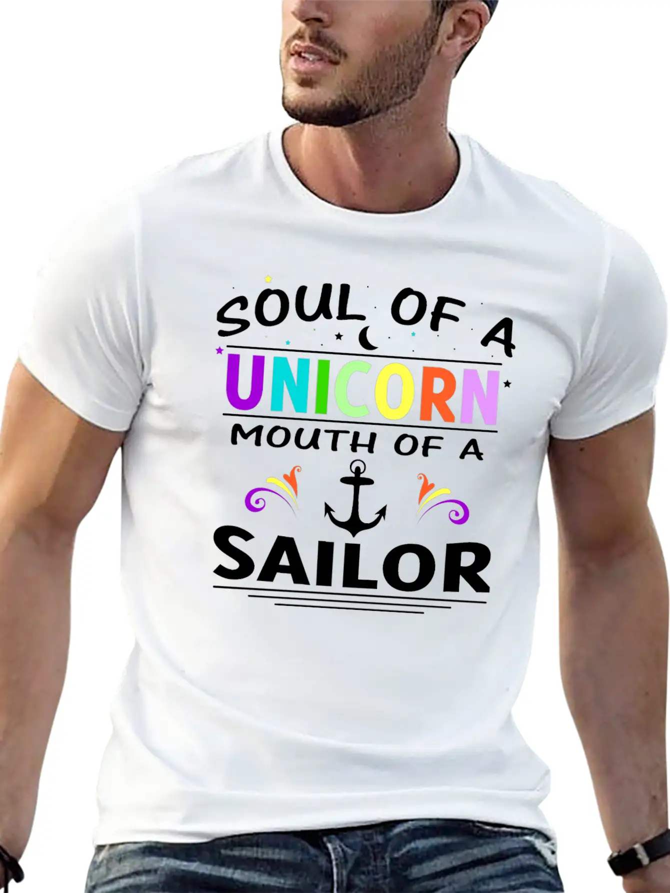 SOUL OF A UNICORN MOUTH OF A SAILOR T SHIRT Unisex Short Sleeve Soft Cotton T-Shirt – Casual Everyday Wear