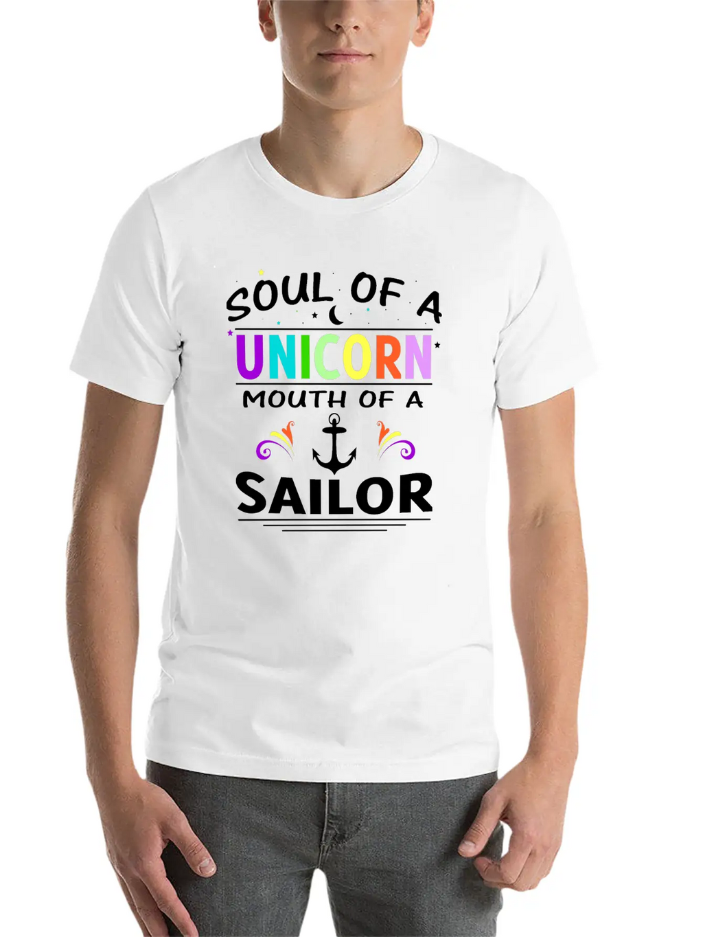 SOUL OF A UNICORN MOUTH OF A SAILOR T SHIRT Unisex Short Sleeve Soft Cotton T-Shirt – Casual Everyday Wear