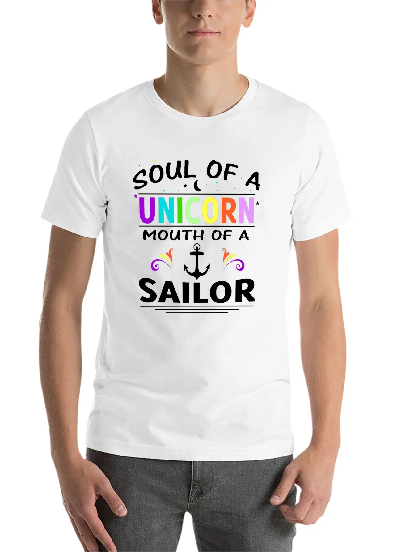 SOUL OF A UNICORN MOUTH OF A SAILOR T SHIRT Unisex Short Sleeve Soft Cotton T-Shirt – Casual Everyday Wear
