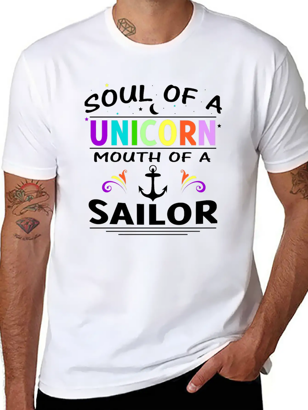 SOUL OF A UNICORN MOUTH OF A SAILOR T SHIRT Unisex Short Sleeve Soft Cotton T-Shirt – Casual Everyday Wear